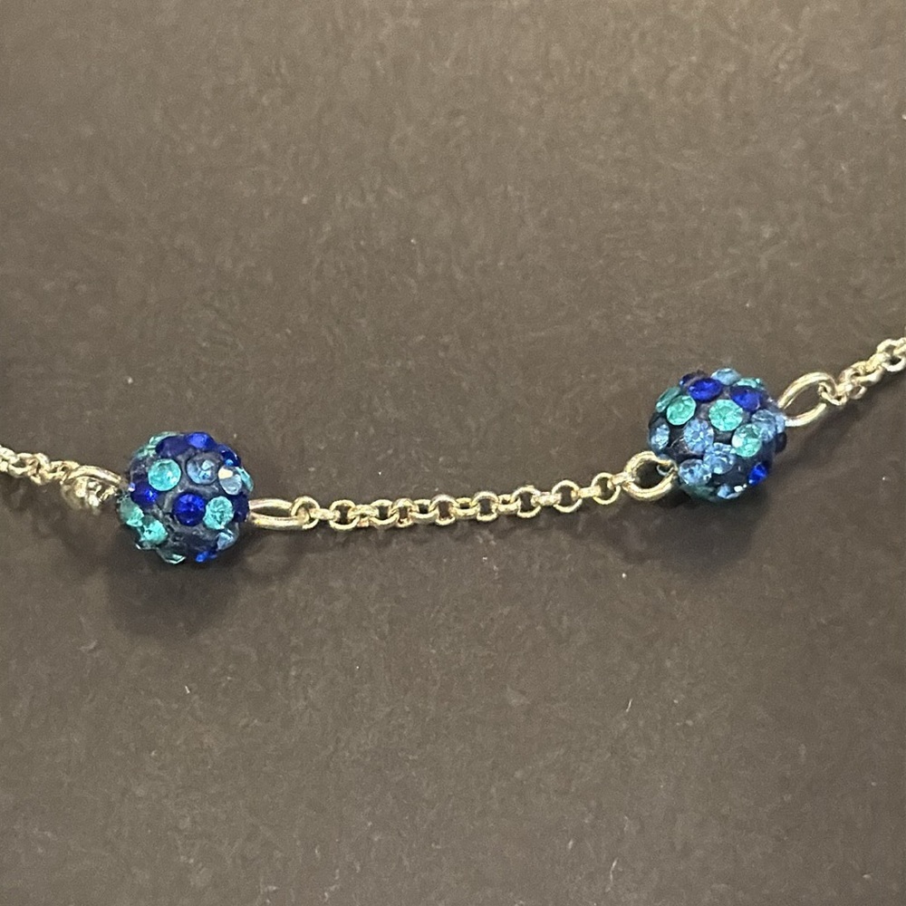 Liz Claiborne Silver Blue Crystal Necklace - Picture 3 of 4